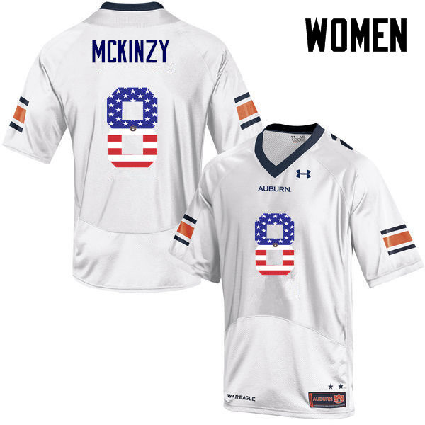 Women's Auburn Tigers #8 Cassanova McKinzy USA Flag Fashion White College Stitched Football Jersey